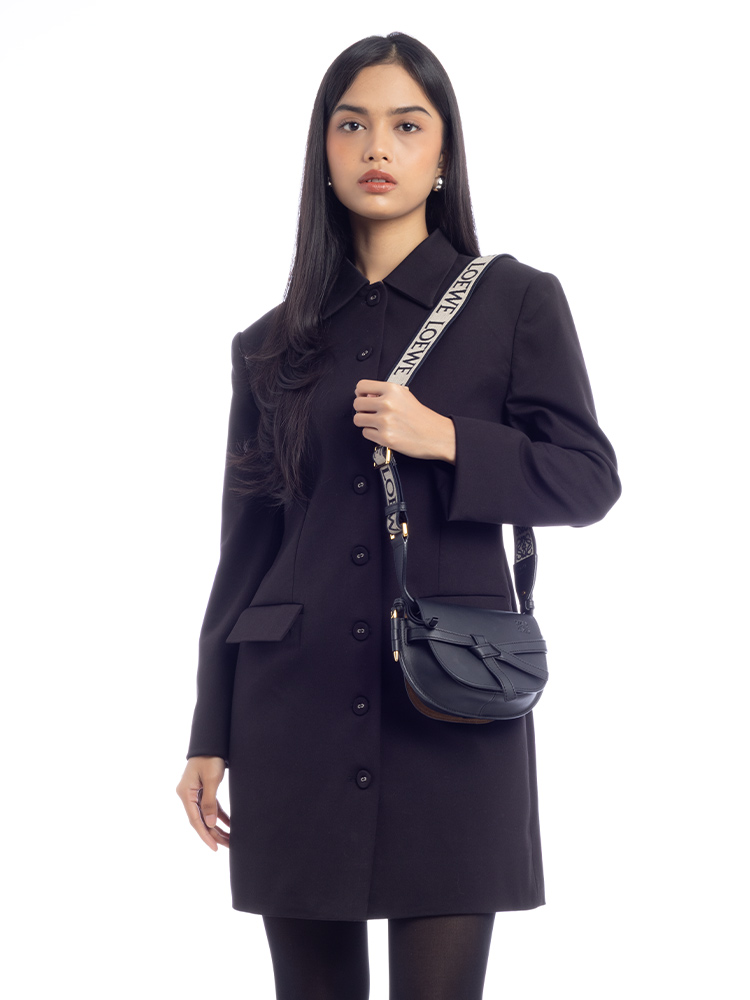 Calfskin Jacquard Gate Mini Dual Bag Black