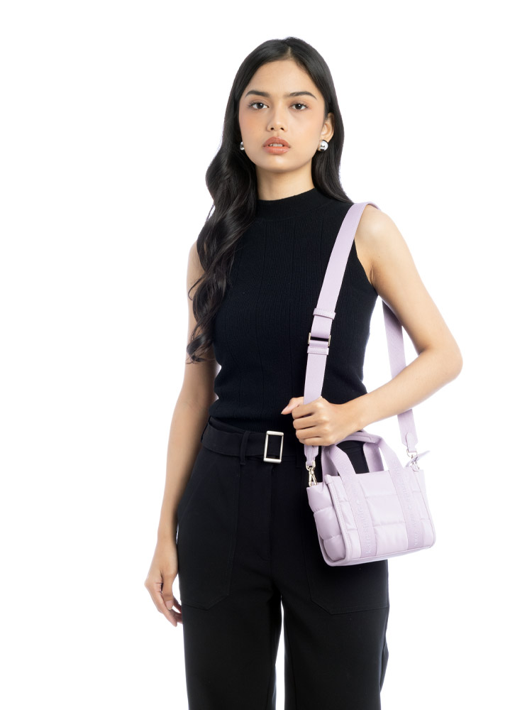 Kip Puffy Mini Tote Lavender Smoke