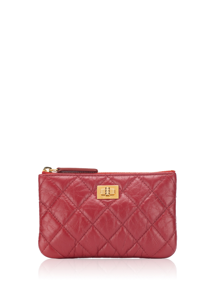 Aged Quilted Calfskin Reissue Mini O-Case Zip Pouch Red