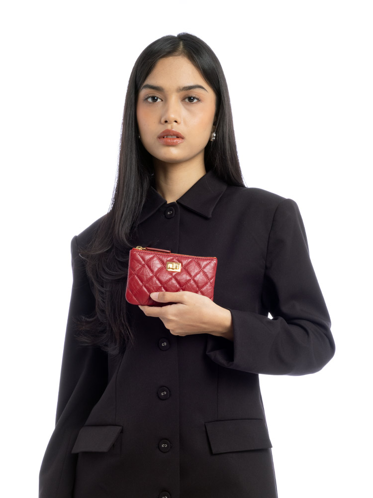 Aged Quilted Calfskin Reissue Mini O-Case Zip Pouch Red