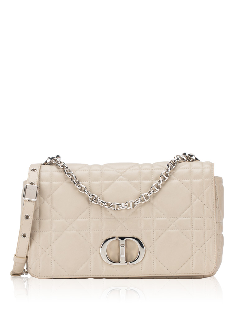 Soft Lambskin Macrocannage Caro Medium Shoulder Bag Rope Beige