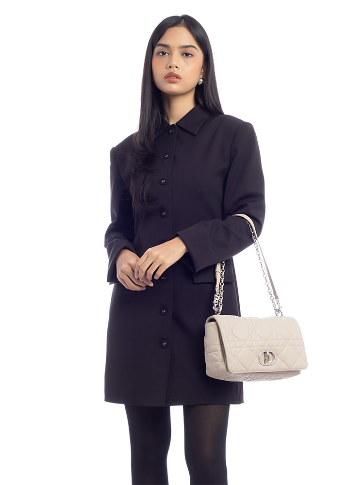 Soft Lambskin Macrocannage Caro Medium Shoulder Bag Rope Beige