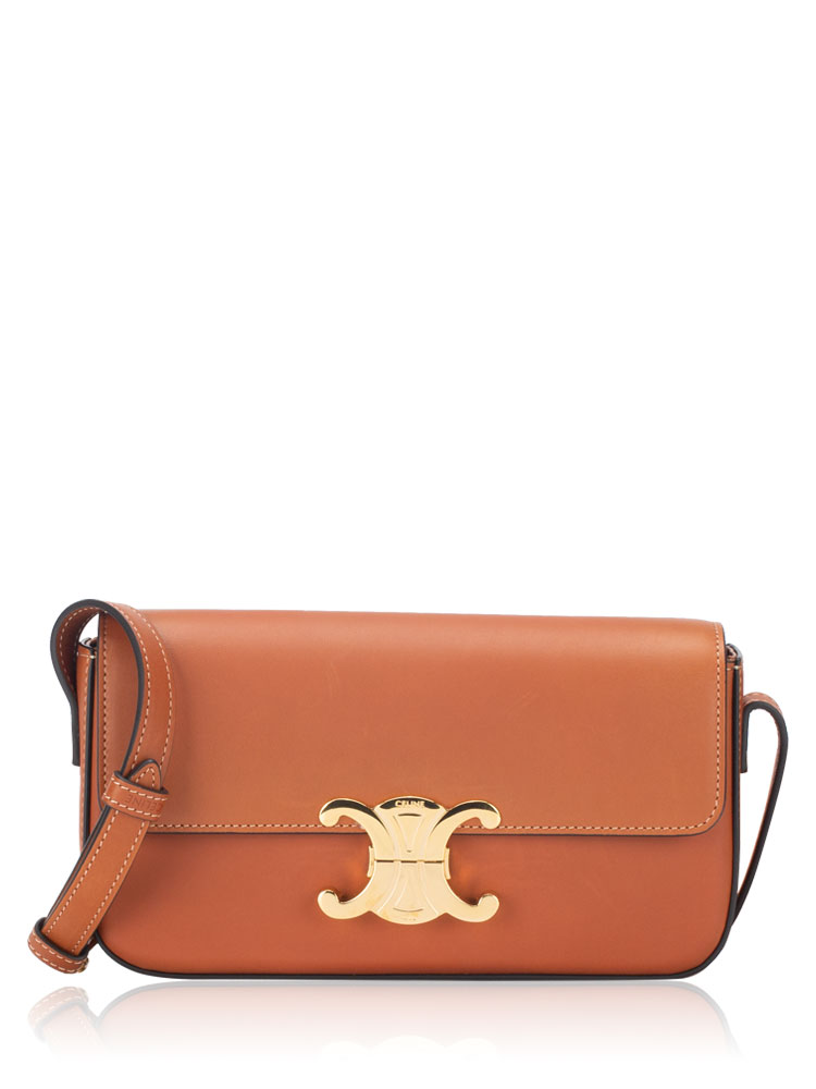 Natural Calfskin Claude Triomphe Shoulder Bag Tan