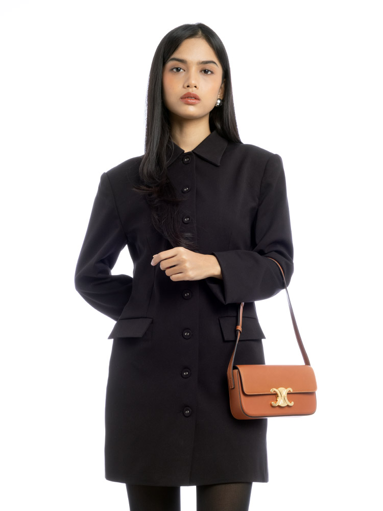 Natural Calfskin Claude Triomphe Shoulder Bag Tan