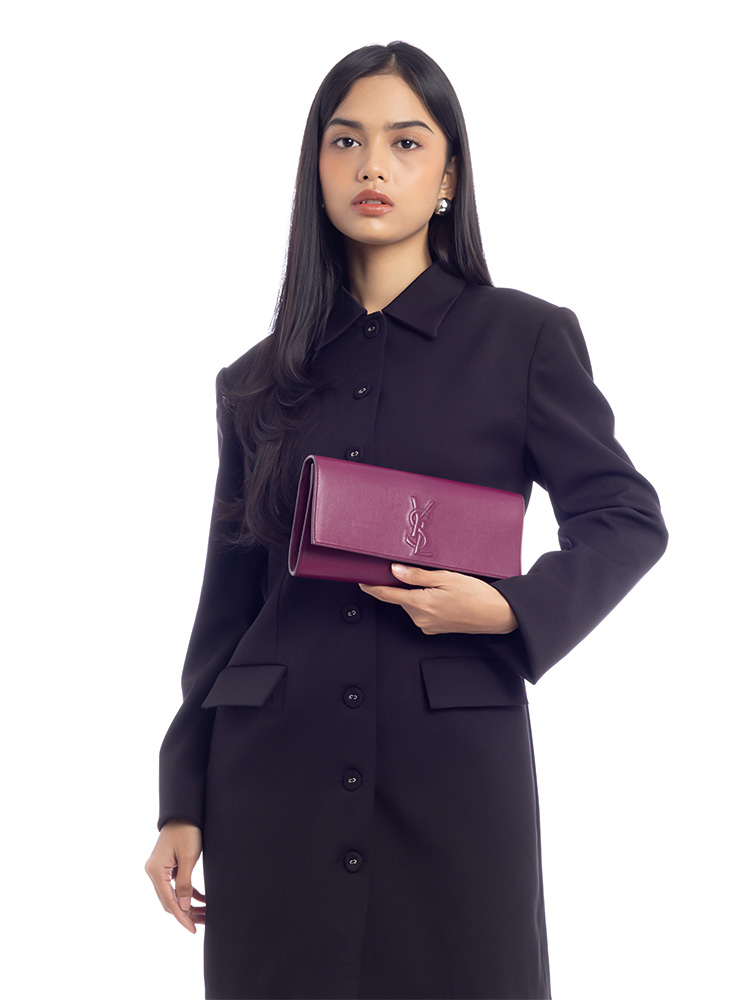 Textured Leather Belle Du Jour Small Clutch Purple