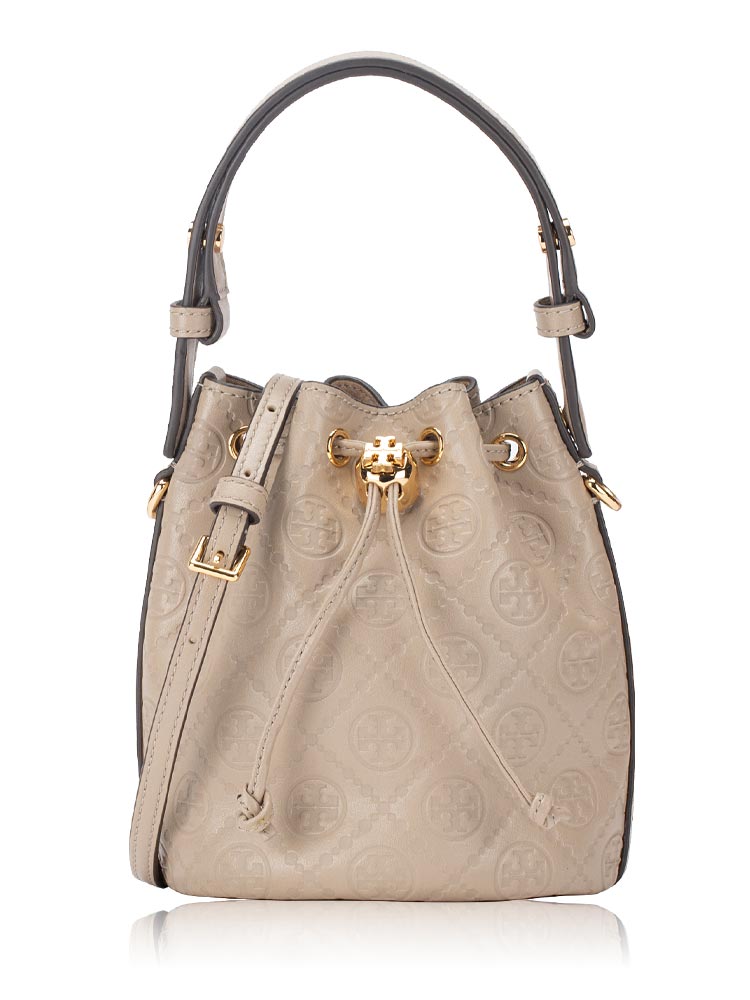 T Monogram Leather Mini Bucket Bag Fresh Clay