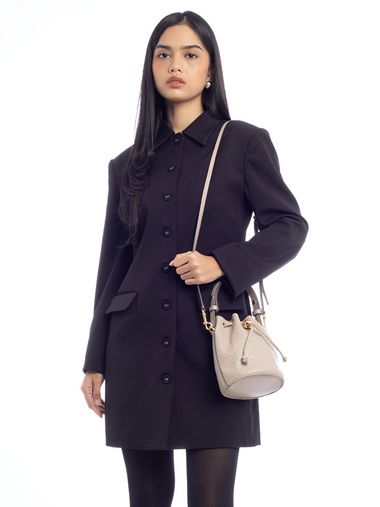 T Monogram Leather Mini Bucket Bag Fresh Clay