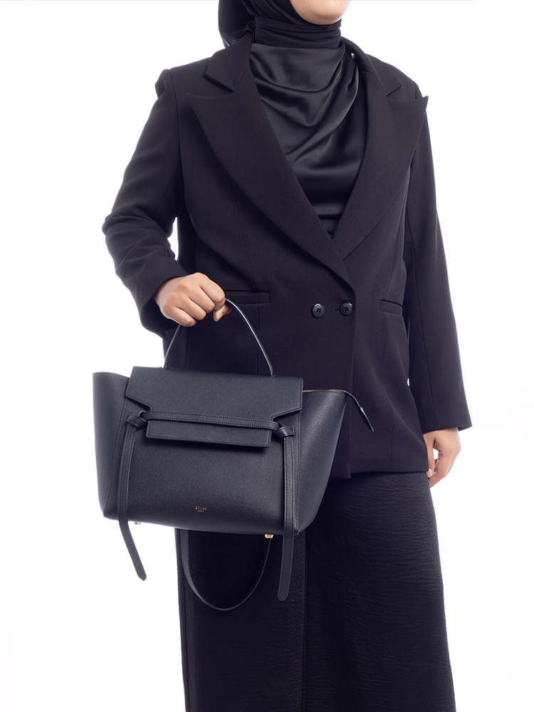 Grained Calfskin Mini Belt Bag Black