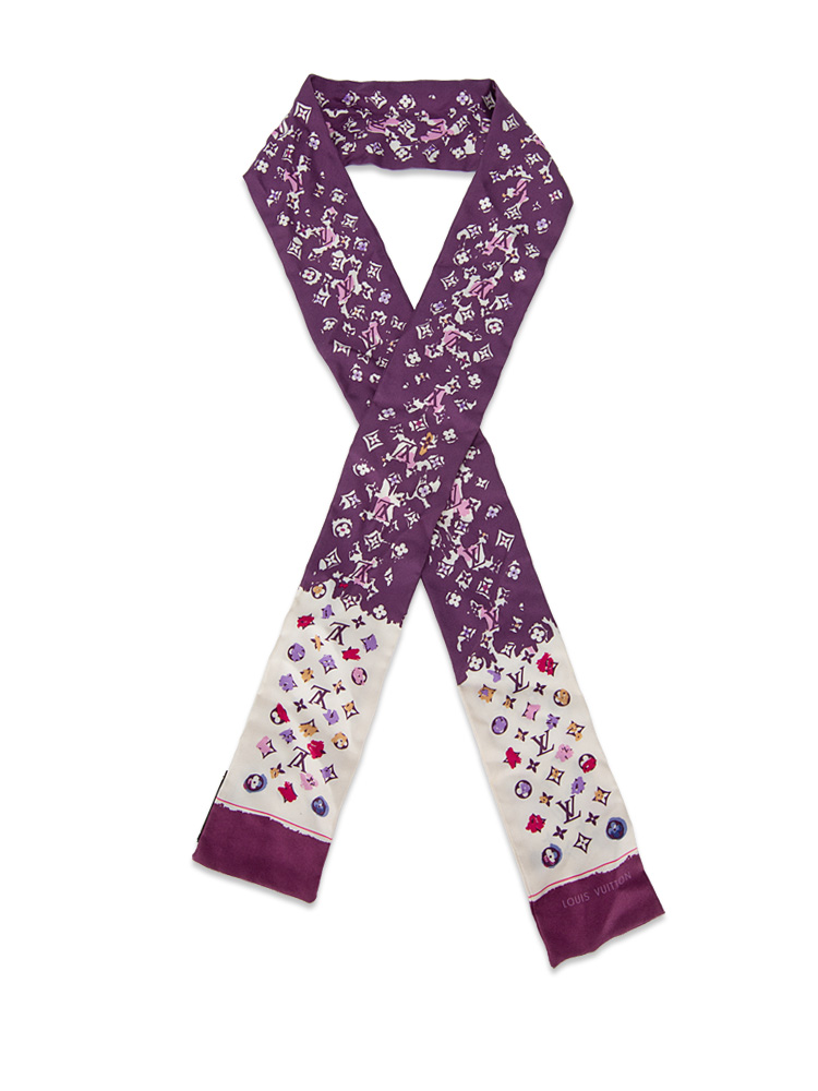 Monogram Silk Bandeau Scarf Purple