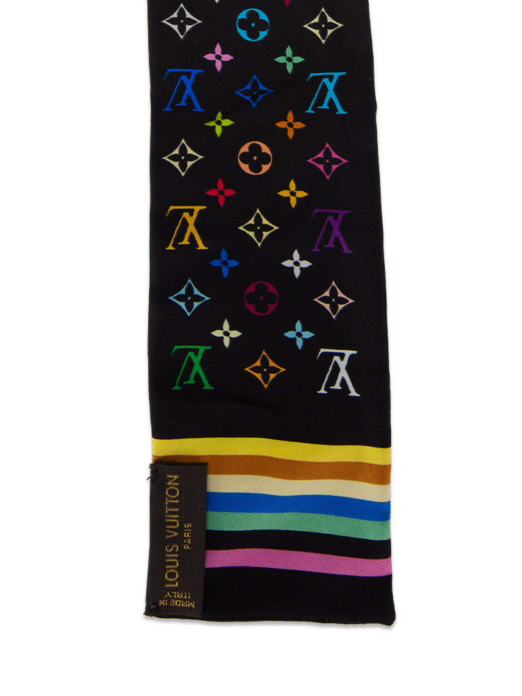 x Takashi Murakami Monogram Silk Bandeau Scarf Black