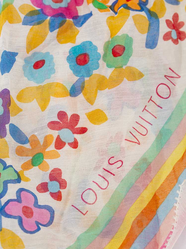 Cotton Silk Floral Scarf Multicolor