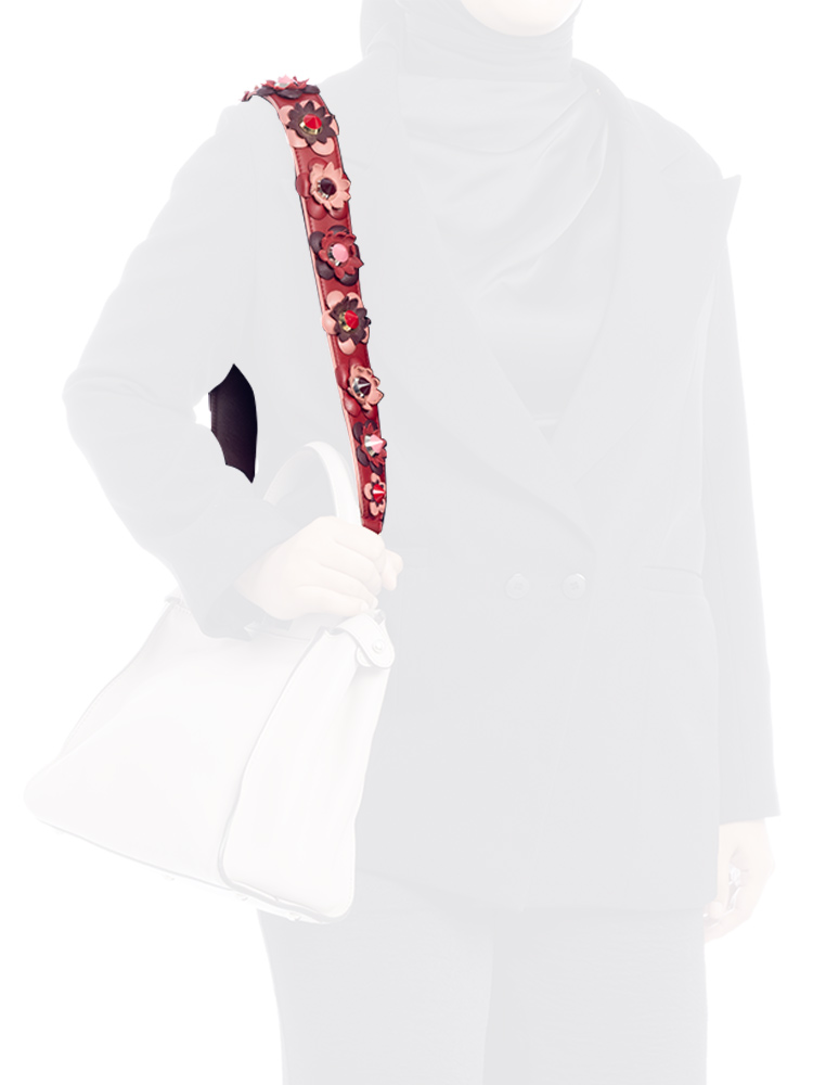 Vitello Dolce Patent Flowerland Studded Strap You Pink Red