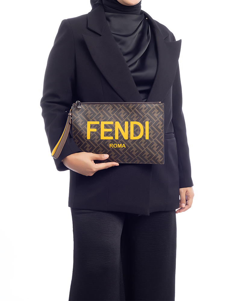 FF 1974 Logo Print Flat Pouch Sunflower Maya