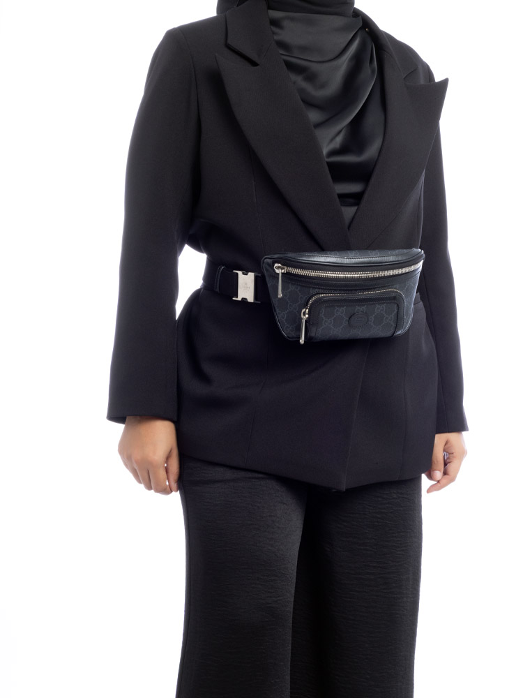 GG Supreme Retro Interlocking G Belt Bag Black