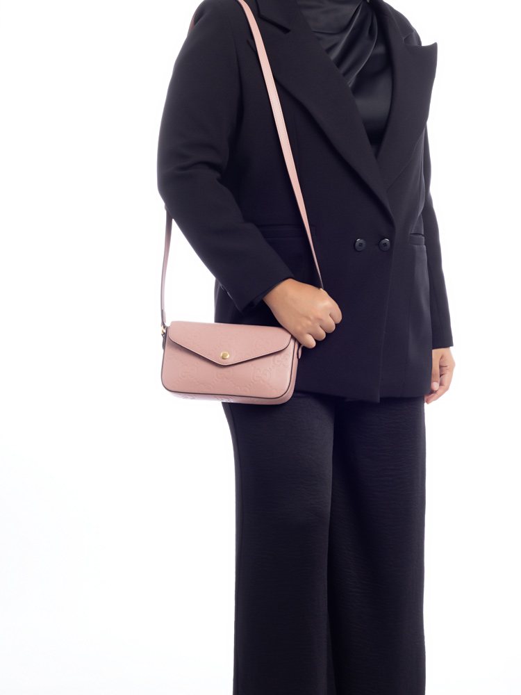 Calfskin GG Super Mini Shoulder Bag Soft Pink