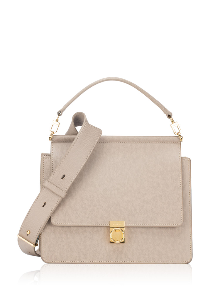 Textured Calfskin Numéro Sept Taupe