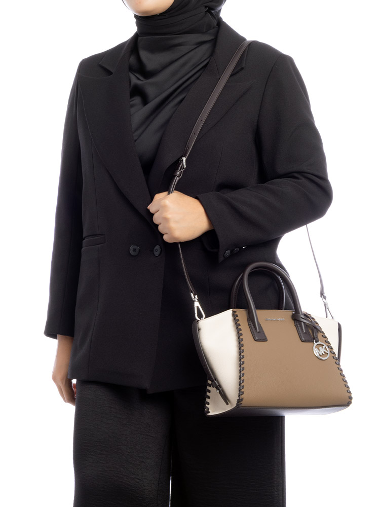 Avril Small Leather Satchel Driftwood Multi