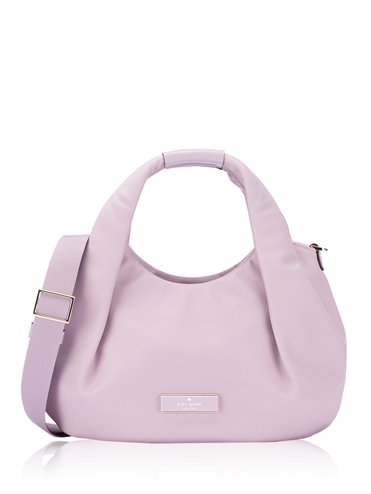 Carter Nylon Pleated Small Crossbody Lavender Smoke