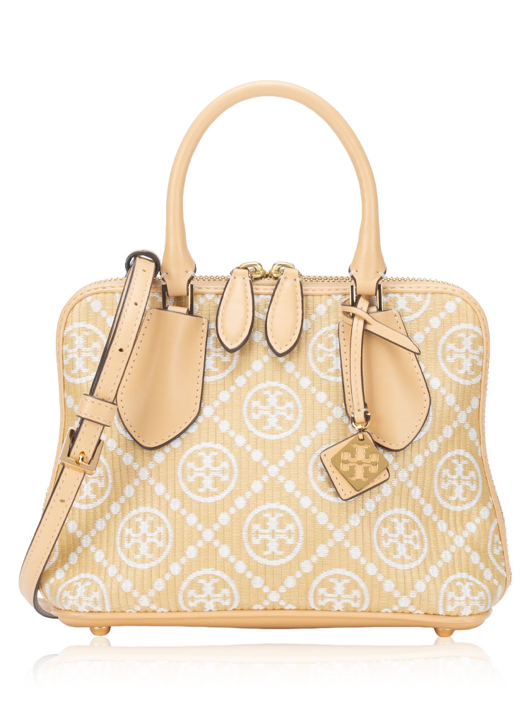 T Monogram Raffia Mini Swing Bag Natural