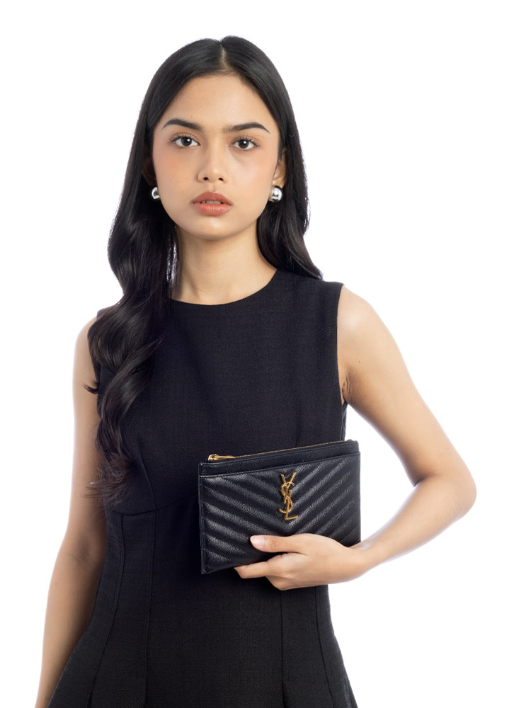 Grain De Poudre Monogram Cassandre Bill Pouch Black
