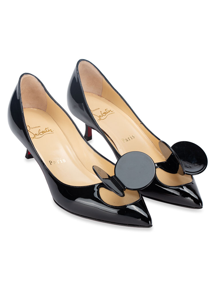 Patent Madame Mouse Simple 45mm Pump Black Sz 35
