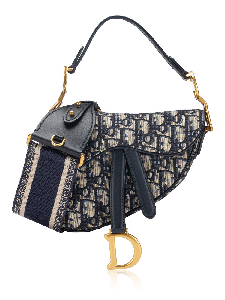 Oblique Mini Saddle Bag With Strap Blue
