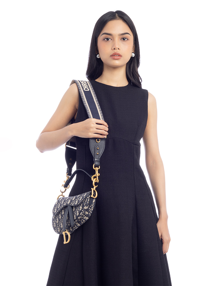 Oblique Mini Saddle Bag With Strap Blue