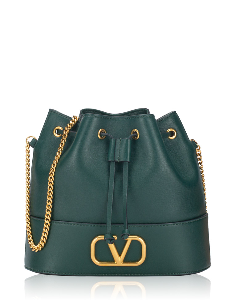 Nappa VLogo Mini Chain Bucket Bag Green