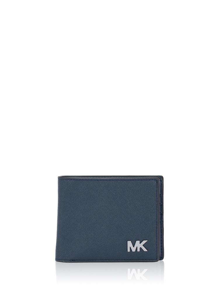 Men Cooper Leather Billfold Passcase Wallet Navy