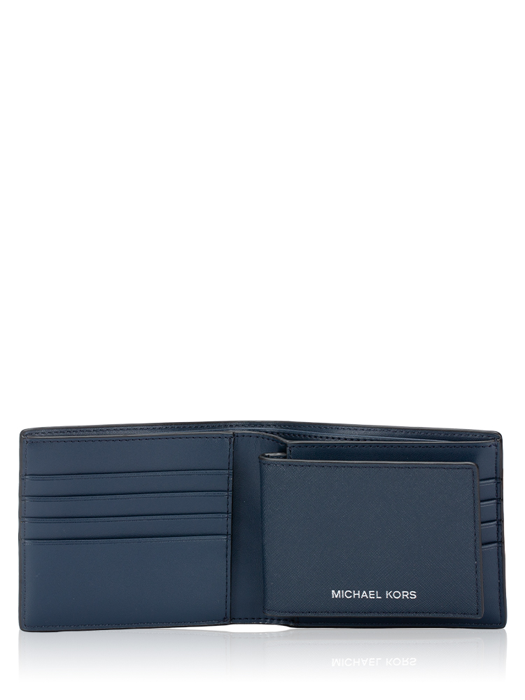 Men Cooper Leather Billfold Passcase Wallet Navy