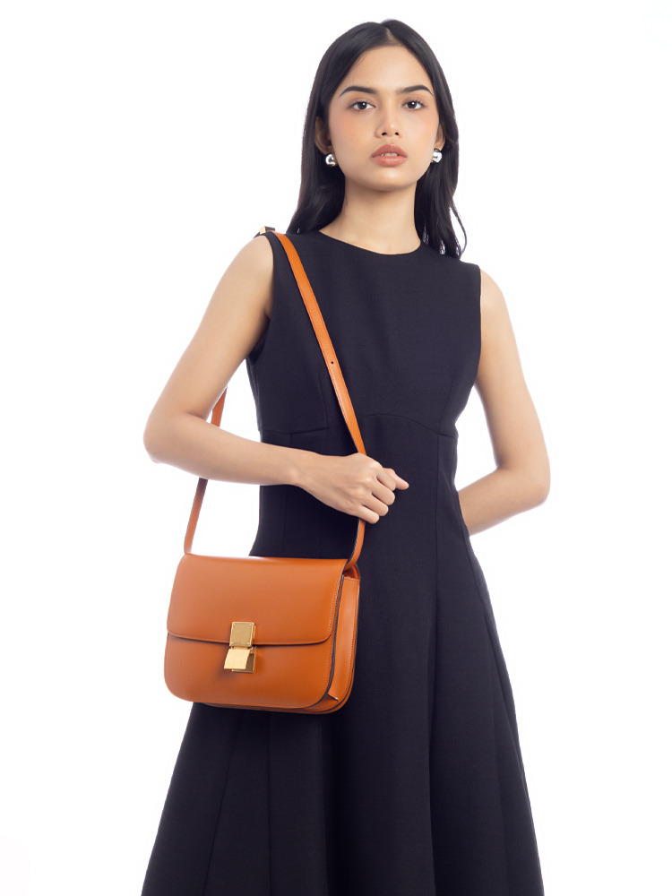 Calfskin Classic Box Medium Flap Bag Tawny