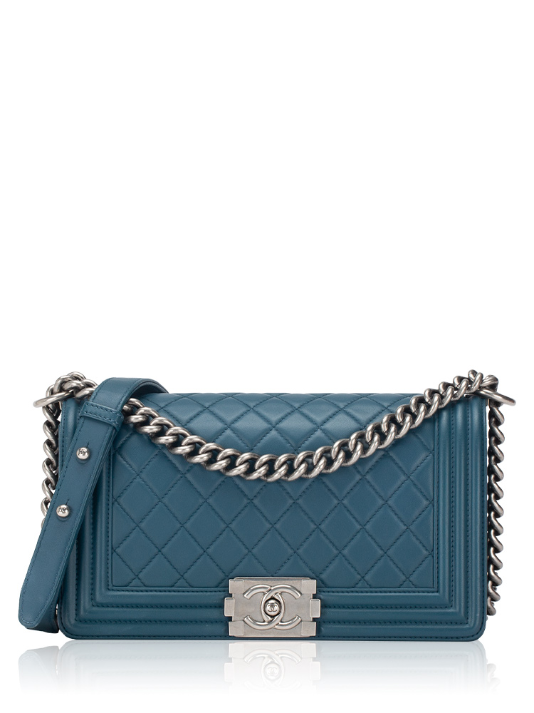 Lambskin Medium Boy Flap Bag Blue