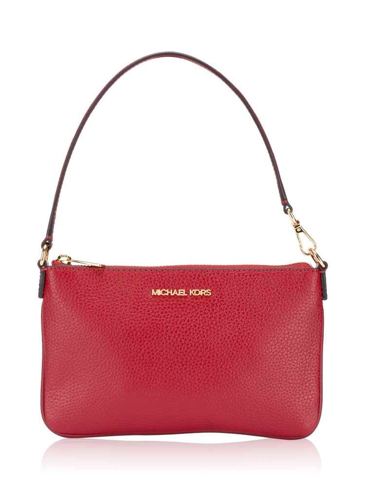 Jet Set Pebbled Leather Small Convertible Wristlet Cherry