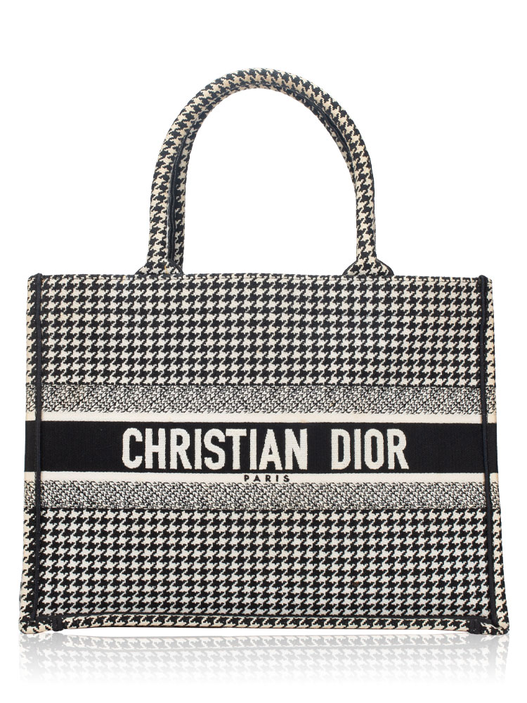 Toile Houndstooth Medium Book Tote Black White