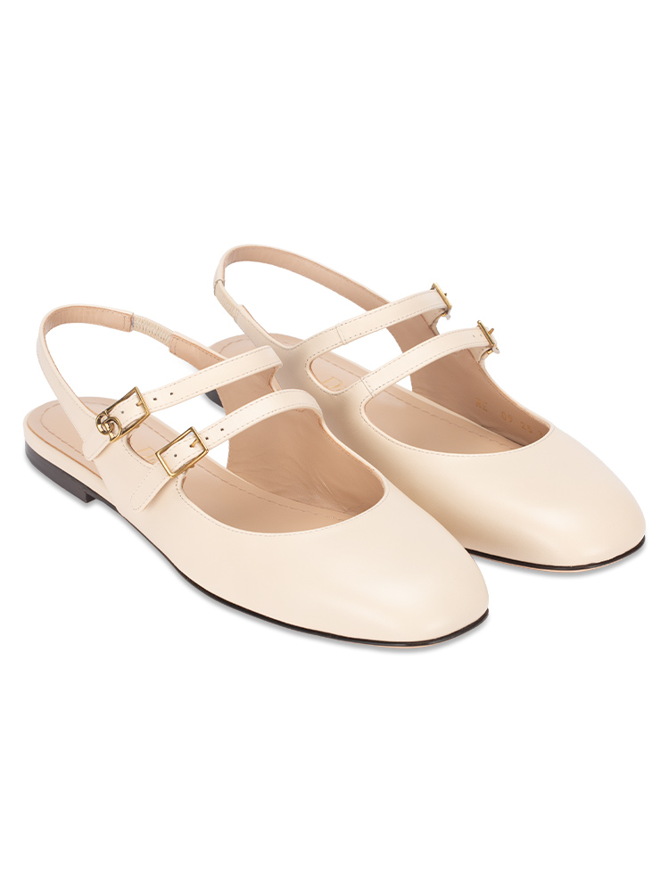 Supple Calfskin Chérie Slingback Flat Light Biscuit Sz 37