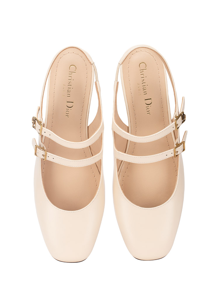 Supple Calfskin Chérie Slingback Flat Light Biscuit Sz 37