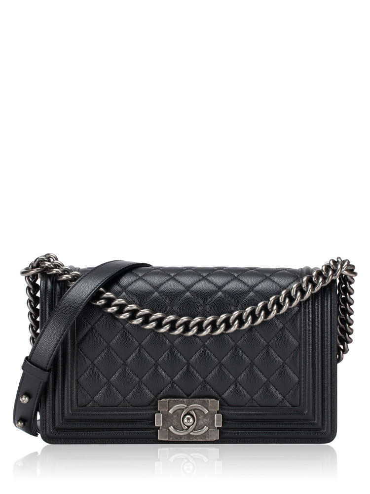Caviar Medium Boy Flap Bag Black