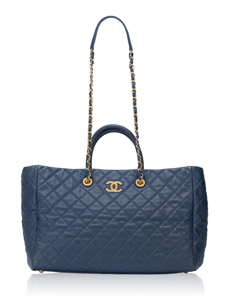 Caviar Coco Handle Large Tote Blue
