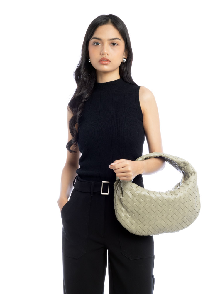 Nappa Intrecciato Jodie Small Hobo Travertine