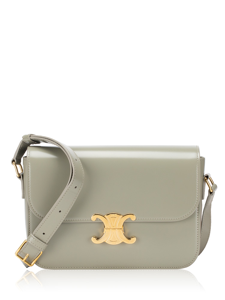 Shiny Calfskin Classique Triomphe Bag Green Clay