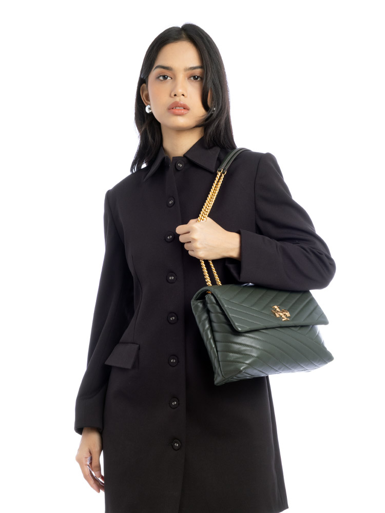 New Kira Chevron Convertible Shoulder Bag Sycamore