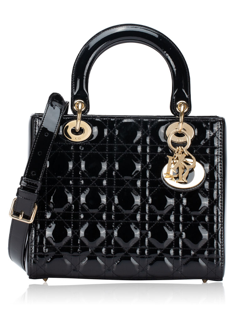 Patent Cannage Medium Lady Dior Black