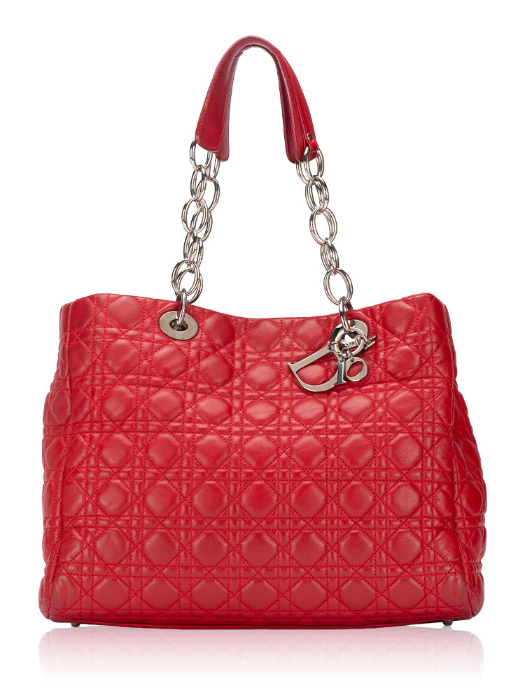 Lambskin Dior Soft Large Tote Red