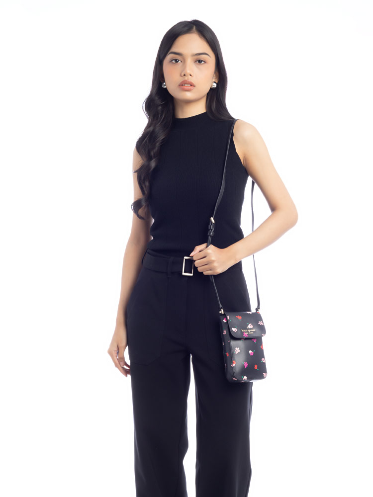 Staci Ditsy Buds NS Flap Phone Crossbody Black Multi