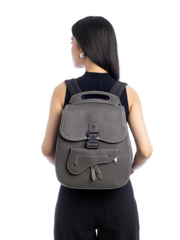 Grained Calfskin Maxi Gallop Backpack Brown