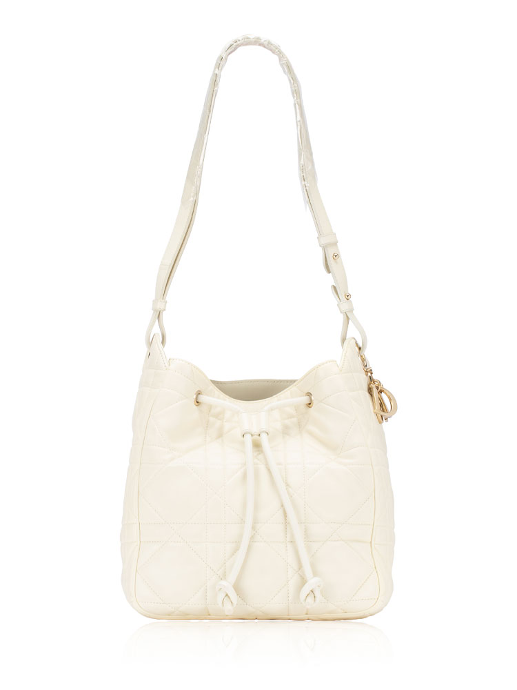 Lambskin Macrocannage Medium D-Motion Bag Ecru