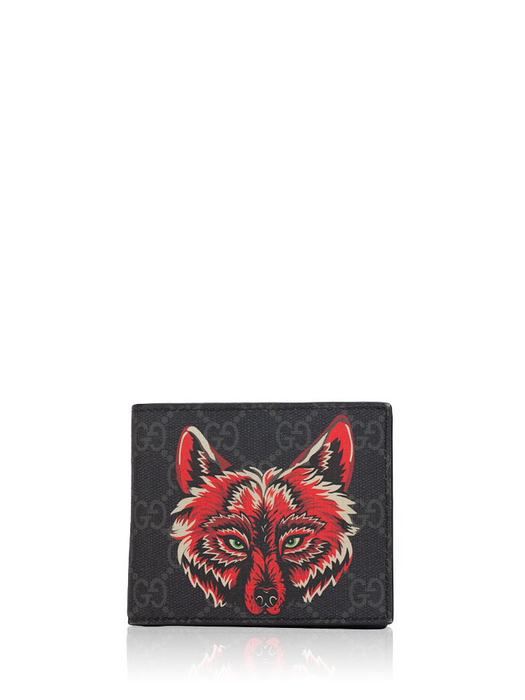 GG Supreme Fox Bi-Fold Wallet Black Grey