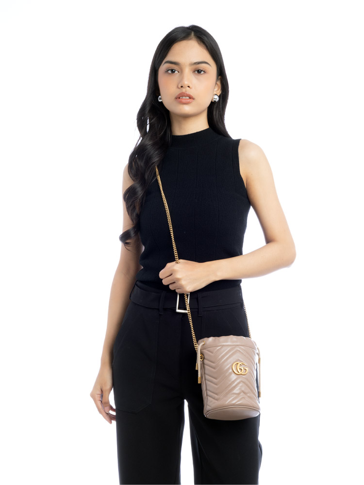 GG Marmont Matelasse Mini 2.0 Bucket Bag Porcelain Rose