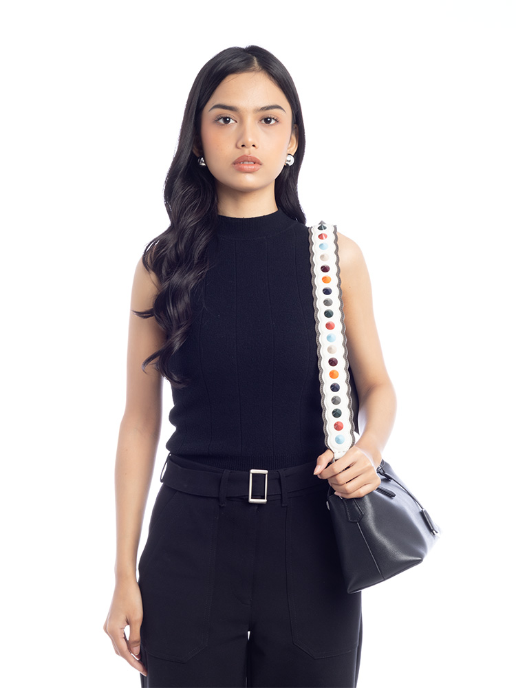 Vitello Dolce Scalloped Studded Strap You Carbone Multicolor