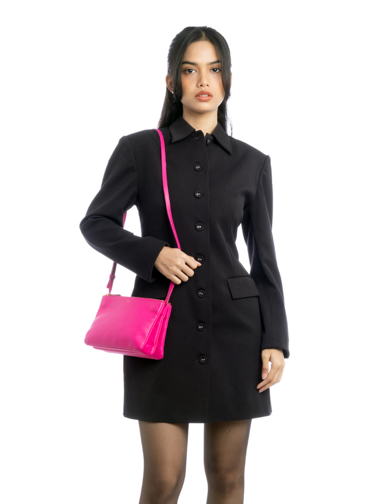 Lambskin Trio Small Crossbody Fuchsia